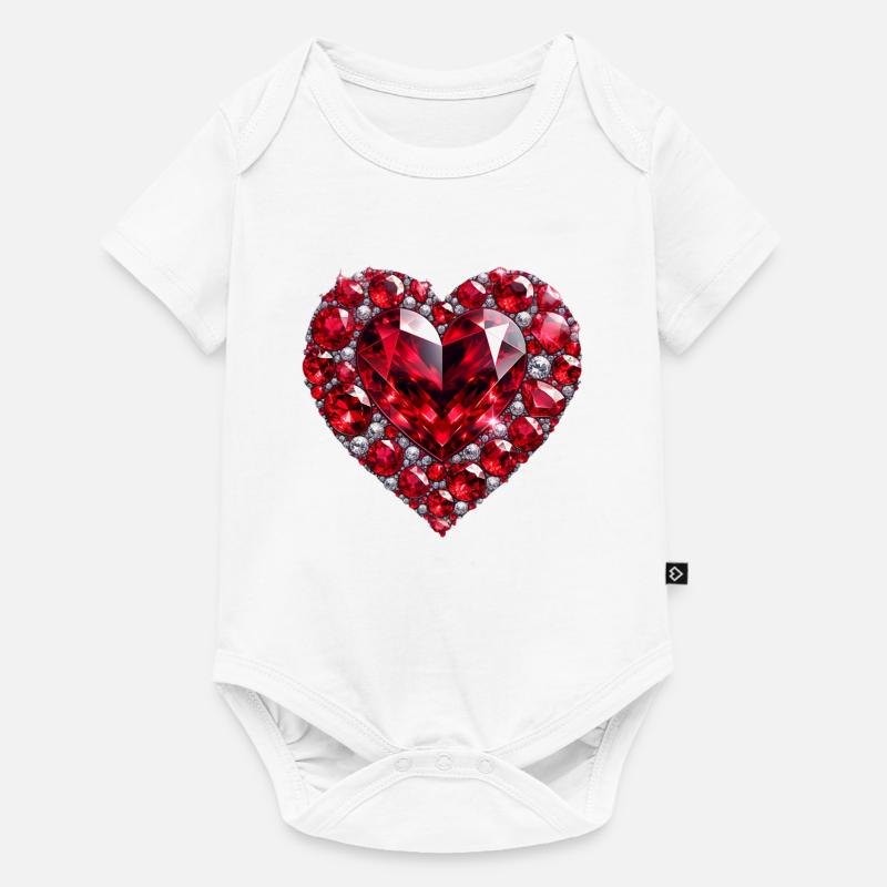 Ruby d'amour en cristal - Body à manches courtes Premium Bébé - blanc