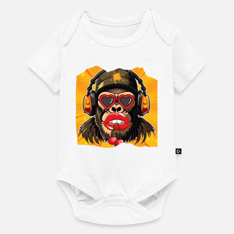 Affe & Kirsche - Baby Premium Kurzarmbody - Weiß
