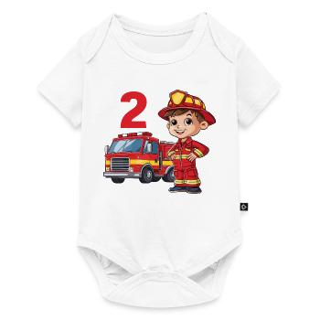 2 Birthday Fire Truck Firefighter Fire Brigade - Baby Premium short-sleeve bodysuit - white - Front