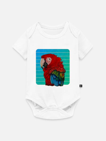 Roter Ara Papagei Gouache Malerei - Baby Premium Kurzarmbody - Weiß