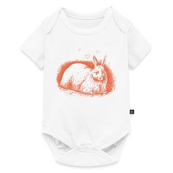 Retro Bunny with Hearts Easter Bunny - Baby Premium short-sleeve bodysuit - white - Front