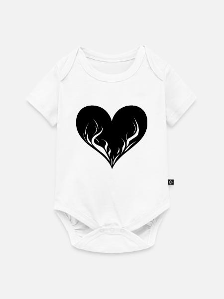 Herz mit Flammen - Baby Premium Kurzarmbody - Weiß