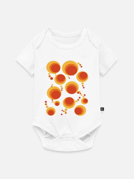 50er 60er Polka Dot Kreis Stilmuster - Baby Premium Kurzarmbody - Weiß