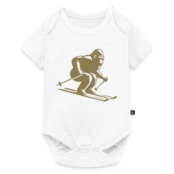 Monkey Gorilla Chimpanzee Ski Silhouette Design - Baby Premium short-sleeve bodysuit - white - Front