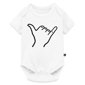 Shaka Hand Icon Outline Surfing Hawaii Greeting - Baby Premium short-sleeve bodysuit - white - Front