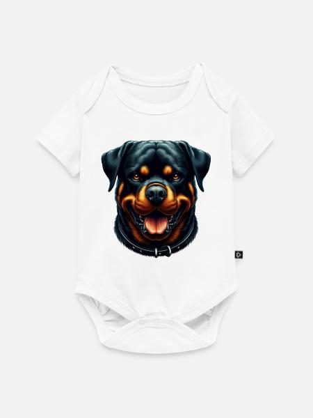 Ein friedlicher Rottweiler - Baby Premium Kurzarmbody - Weiß