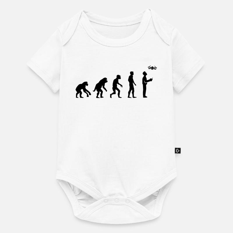 Drohnen Pilot Evolution Entwicklung lustig Design - Baby Premium Kurzarmbody - Weiß