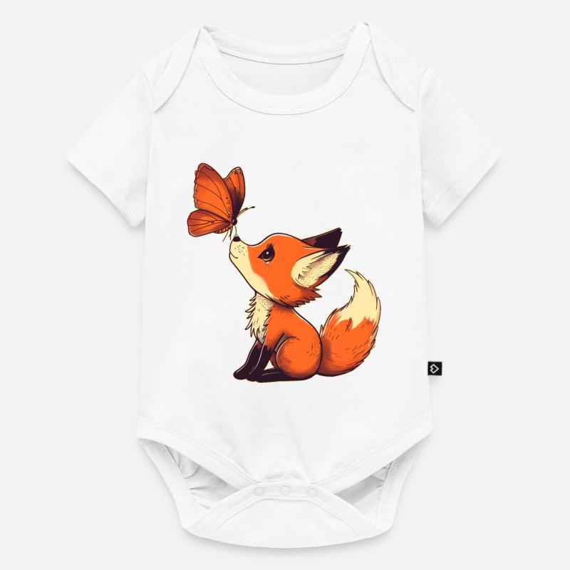 Renard avec papillon - Body à manches courtes Premium Bébé - blanc