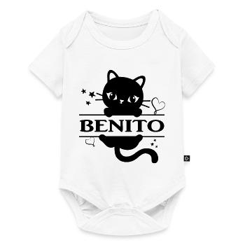 Benito T-Shirt T-Shirt Katze Katze Geschenkidee - Baby Premium Kurzarmbody - Weiß - Vorne
