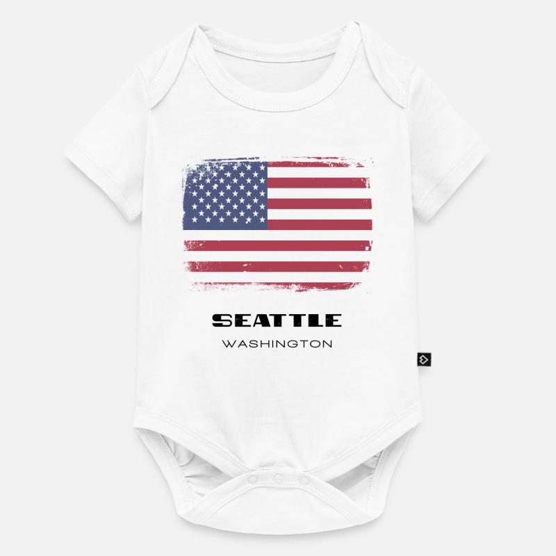 Seattle, Washington, États-Unis - Body à manches courtes Premium Bébé - blanc