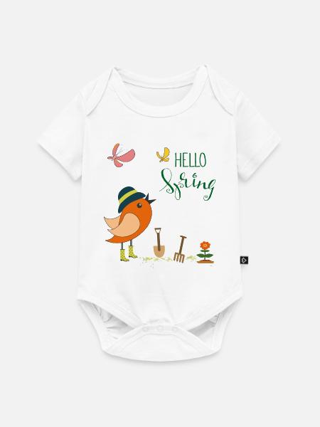 Hello Spring Garten - Baby Premium Kurzarmbody - Weiß