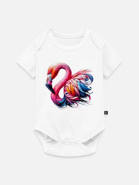 Flamingo - Baby Premium Kurzarmbody - Weiß
