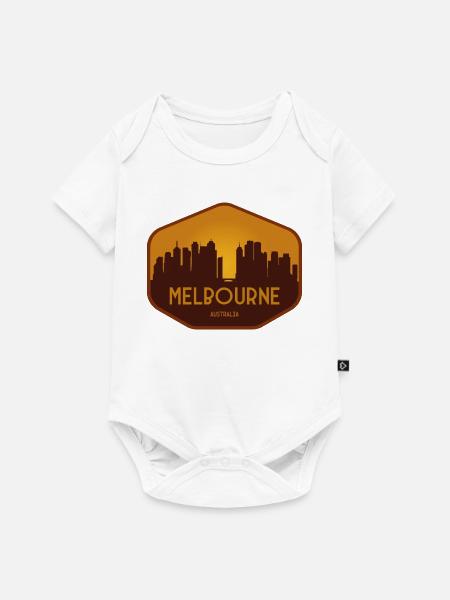 Melbourne Skyline Abzeichen - Baby Premium Kurzarmbody - Weiß