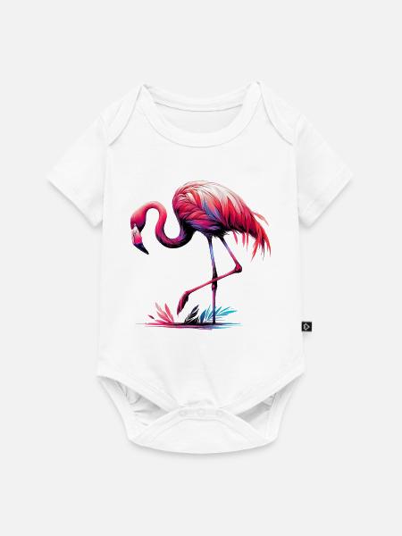 Flamingo - Baby Premium Kurzarmbody - Weiß