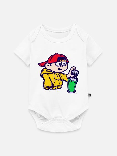 Strassenkunst Wildstyle Sprayer Graffiti Spraydose - Baby Premium Kurzarmbody - Weiß