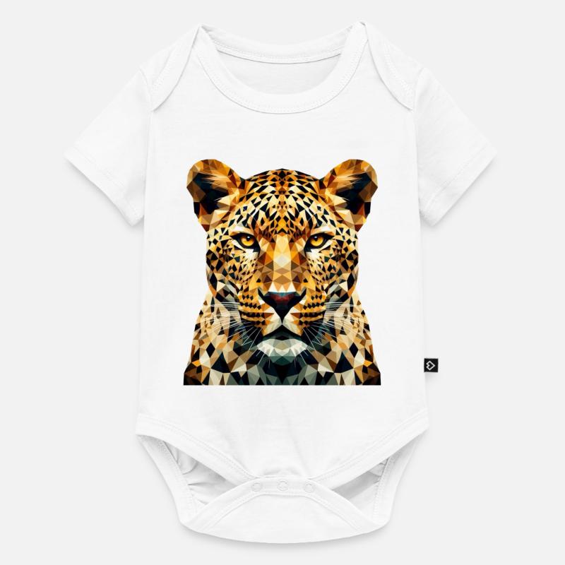 Un léopard dans le style polygonal - Body à manches courtes Premium Bébé - blanc