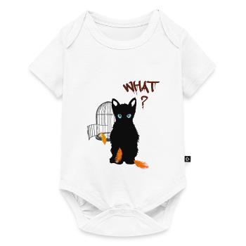 Little black cute kitten and bird - Baby Premium short-sleeve bodysuit - white - Front