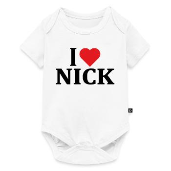 t-shirt j’aime Nick t-shirt idée cadeau - Body à manches courtes Premium Bébé - blanc - Devant