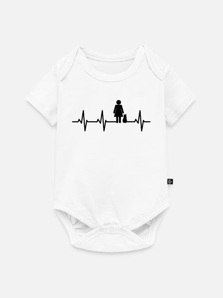 Katzenmutter Herzlinie - Baby Premium Kurzarmbody - Weiß
