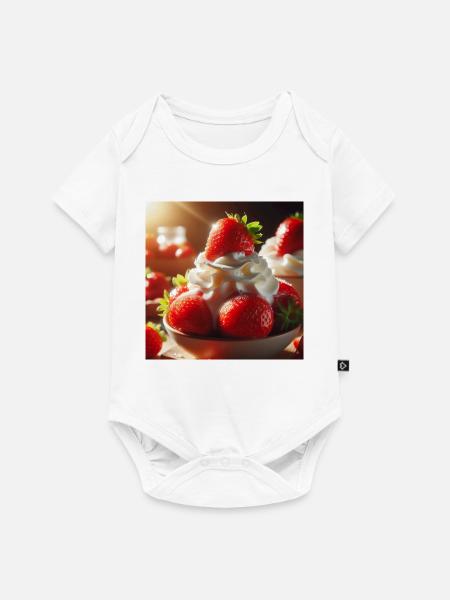 Erdbeere mit Sahne - Baby Premium Kurzarmbody - Weiß