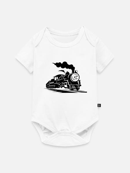 Dampfzug Skizze - Baby Premium Kurzarmbody - Weiß