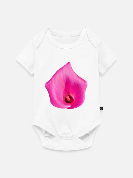 Pinke Calla Blüte - Baby Premium Kurzarmbody - Weiß