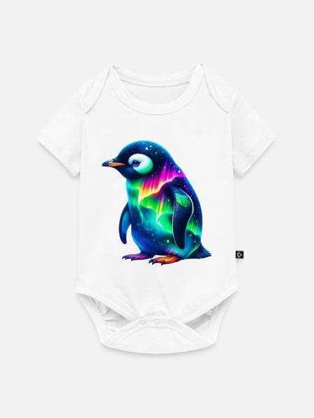 Aurora Borealis Pinguin - Baby Premium Kurzarmbody - Weiß