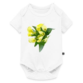 Delicate yellow calla flowers - Baby Premium short-sleeve bodysuit - white - Front