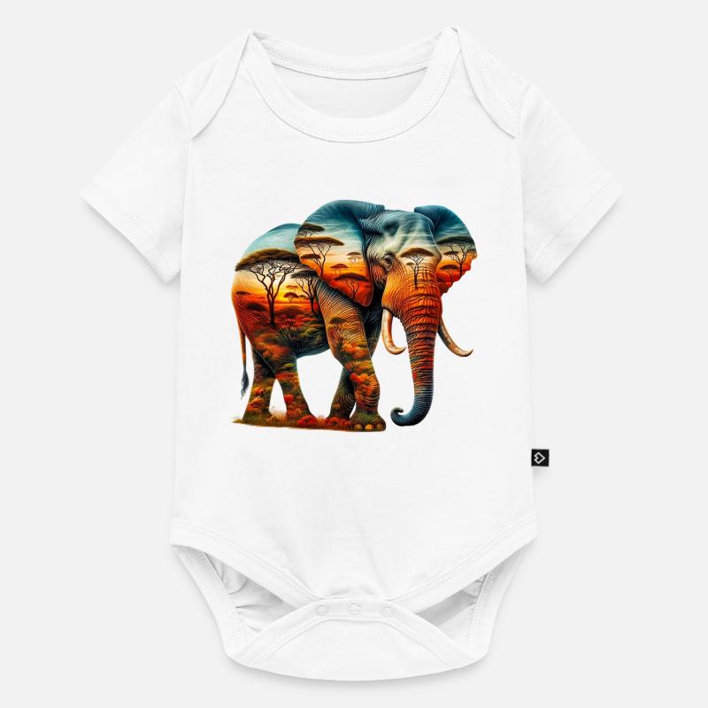 Éléphant - Body à manches courtes Premium Bébé - blanc