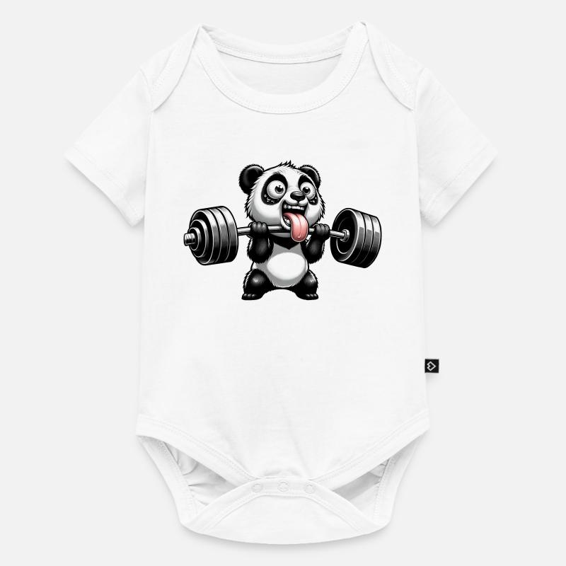Panda Workout Musculation Haltérophile Drôle - Body à manches courtes Premium Bébé - blanc