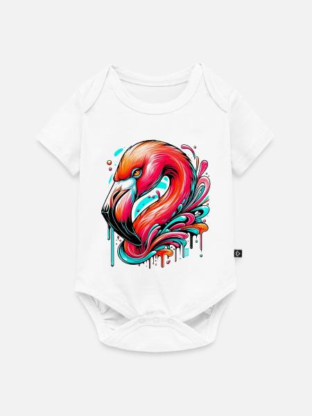 Flamingo - Baby Premium Kurzarmbody - Weiß