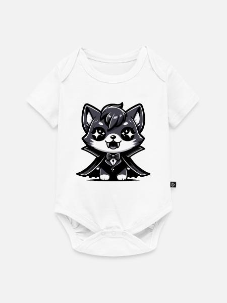 Ein Vampirkätzchen im Cartoon-Stil - Baby Premium Kurzarmbody - Weiß