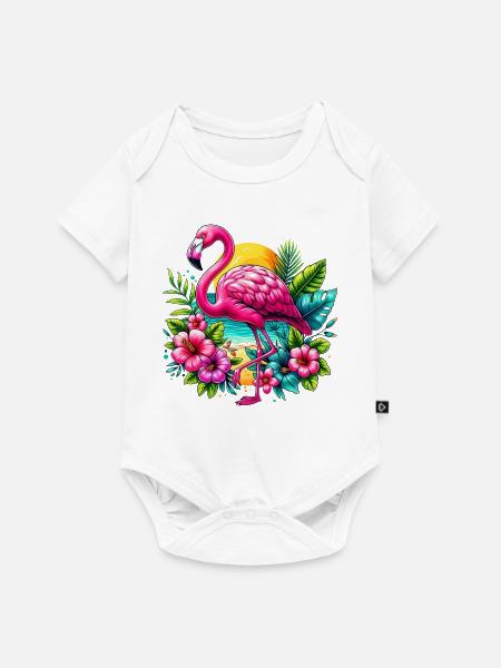 Flamingo - Baby Premium Kurzarmbody - Weiß