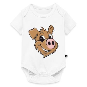 Chien cochon - souriant - Body à manches courtes Premium Bébé - blanc - Devant