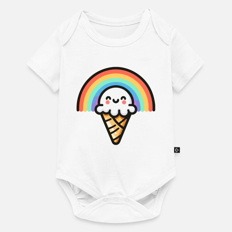 Rainbow Scoop : l’arc le plus doux - Body à manches courtes Premium Bébé - blanc