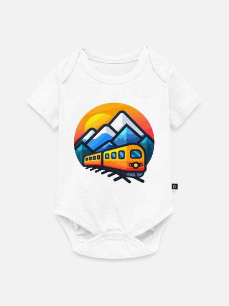 Zug Cartoon Stil - Baby Premium Kurzarmbody - Weiß