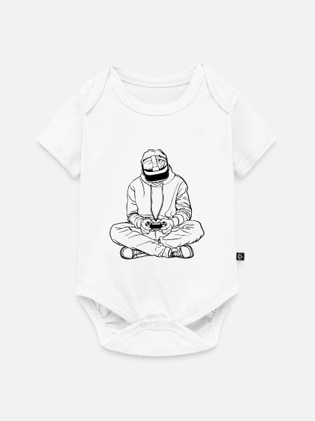 Gamer Line Art - Baby Premium Kurzarmbody - Weiß