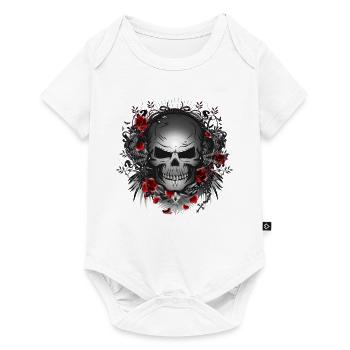 dark gothic skull with red roses - Baby Premium short-sleeve bodysuit - white - Front