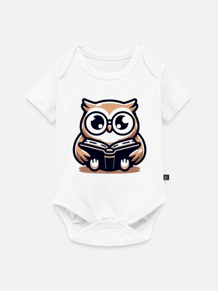 Weiser Eulenleser-Buch-Talisman - Baby Premium Kurzarmbody - Weiß