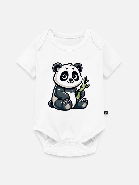 Bamboo Buddy: Der Content-Panda - Baby Premium Kurzarmbody - Weiß