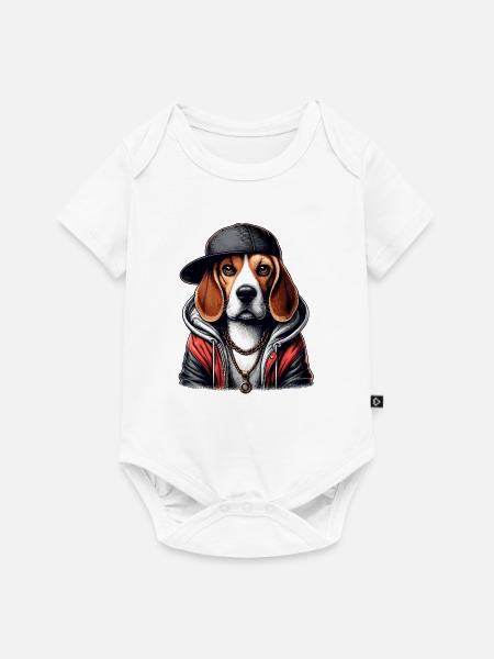 Beagle Gangsta Hund Cappy Geschenk - Baby Premium Kurzarmbody - Weiß