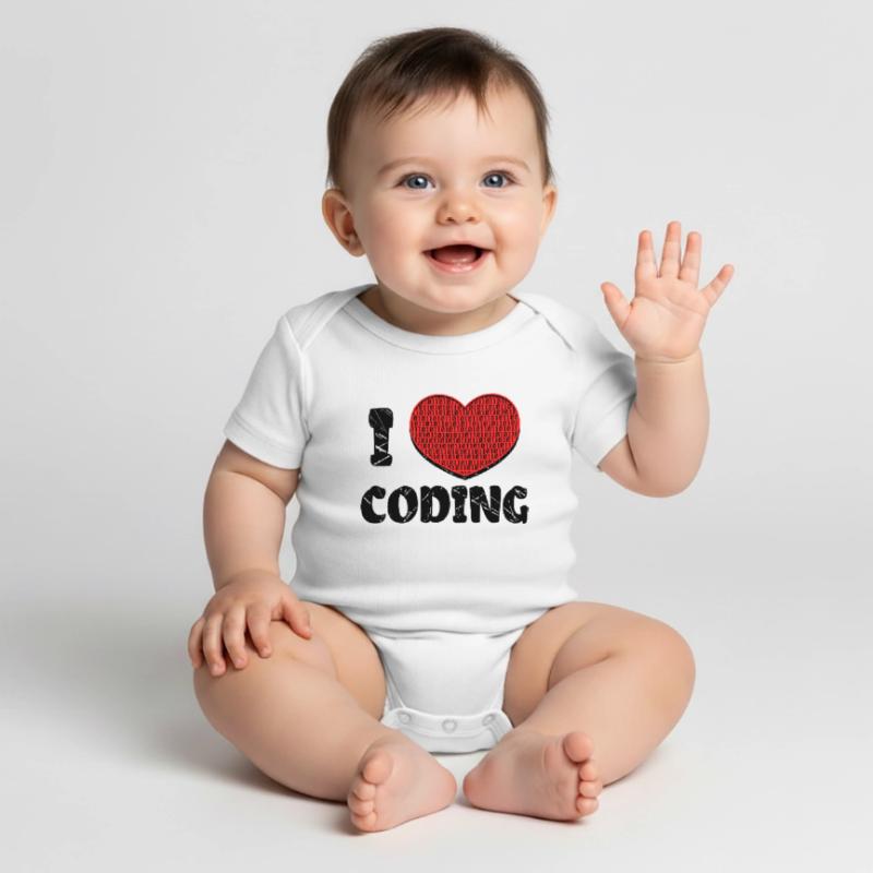 Code Developer Scripting Debug Heart Statement Baby Premium short-sleeve bodysuit