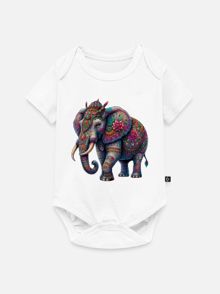 Elefant - Baby Premium Kurzarmbody - Weiß