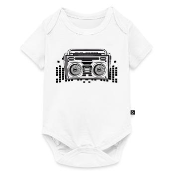 Cassette recorder in 80s stencil look - Baby Premium short-sleeve bodysuit - white - Front