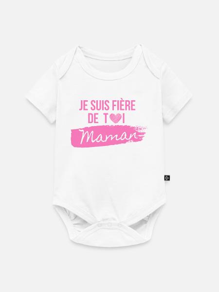 Rosa Herz Mama Pride T-Shirt - Baby Premium Kurzarmbody - Weiß