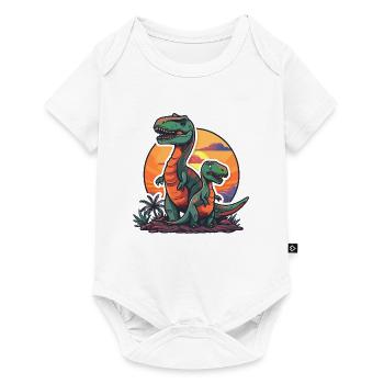 Dinosaure Papa Dino Père Fils Vintage Rétro - Body à manches courtes Premium Bébé - blanc - Devant