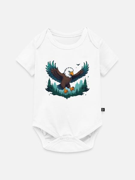 Adler fliegt über Wald - Baby Premium Kurzarmbody - Weiß