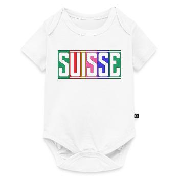 SUISSE. HUMOUR. PAYS. DRAPEAU. GENEVE. LAUSANNE - Body à manches courtes Premium Bébé - blanc - Devant