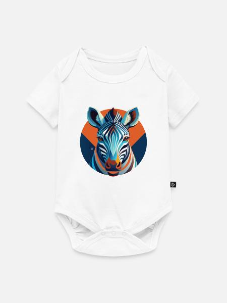 Chromatisches Zebra im geometrischen Kreis - Baby Premium Kurzarmbody - Weiß