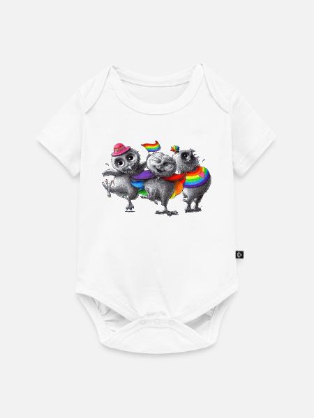Lustige tanzende Pride Eulen - Baby Premium Kurzarmbody - Weiß